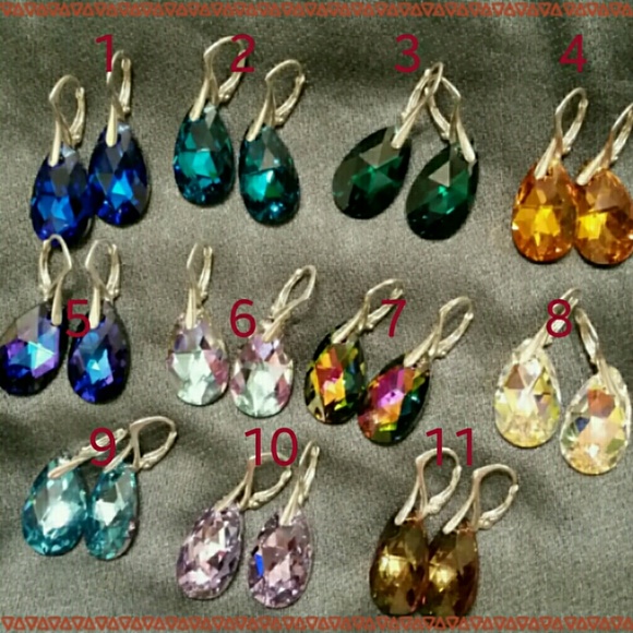 .925 22 mm Pear Swarovski Leverback Earrings - Picture 8 of 8